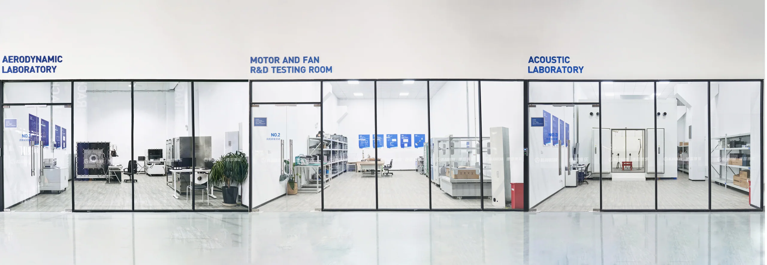 Blauberg Motoren China R&D laboratories - aerodynamic, motor and fan, and acoustic testing rooms