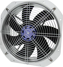 Axial fan with metal casing