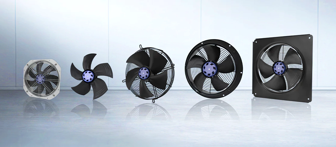 Five Blauberg axial fan installation configurations